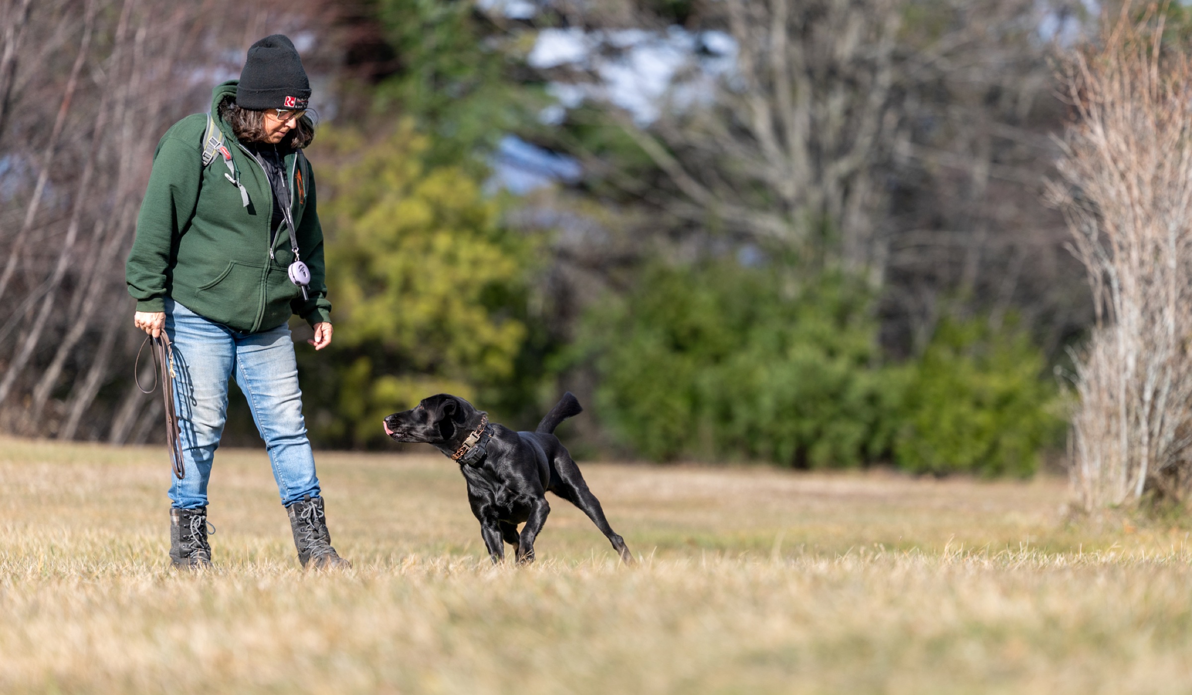 Robin with one of her trained dogs